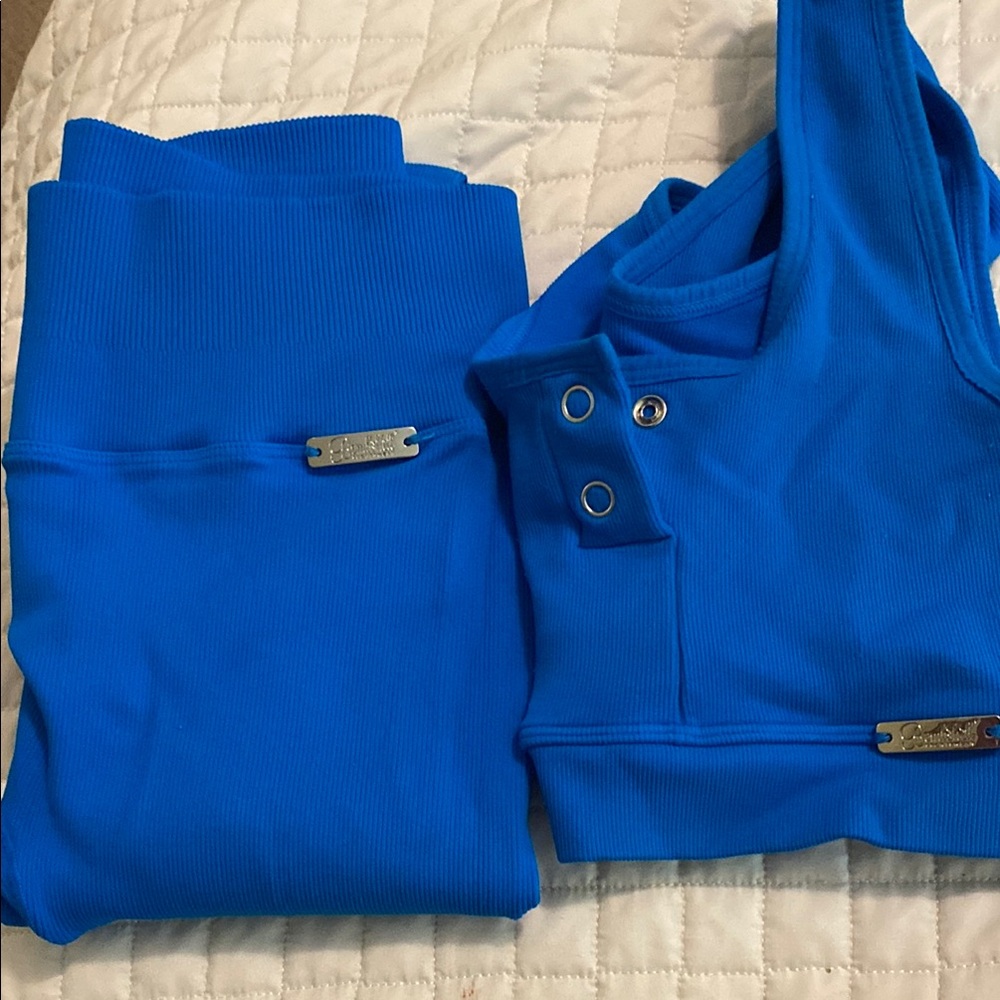 Bombshell Sportswear Blue Leggings and Top Set